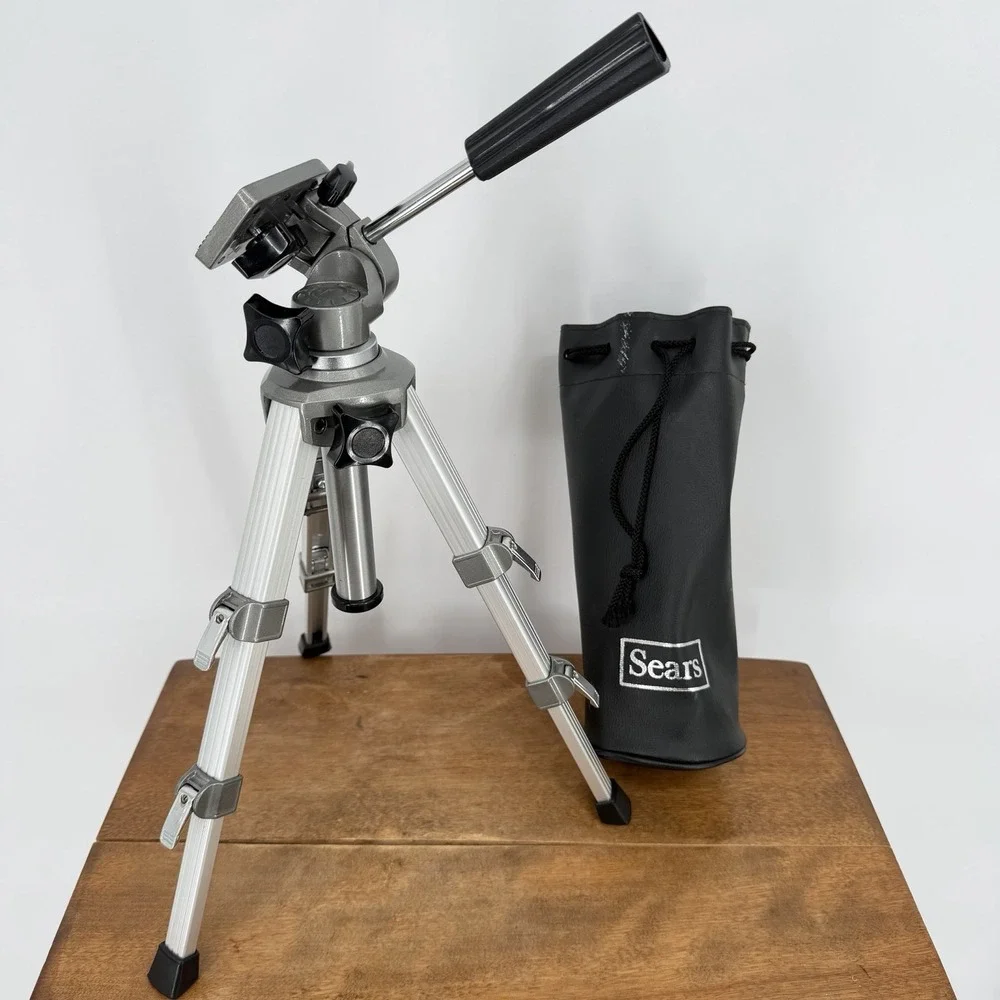Vintage Sears 8467 Aluminum Camera Tripod Model 469.84670 IK w/ Case